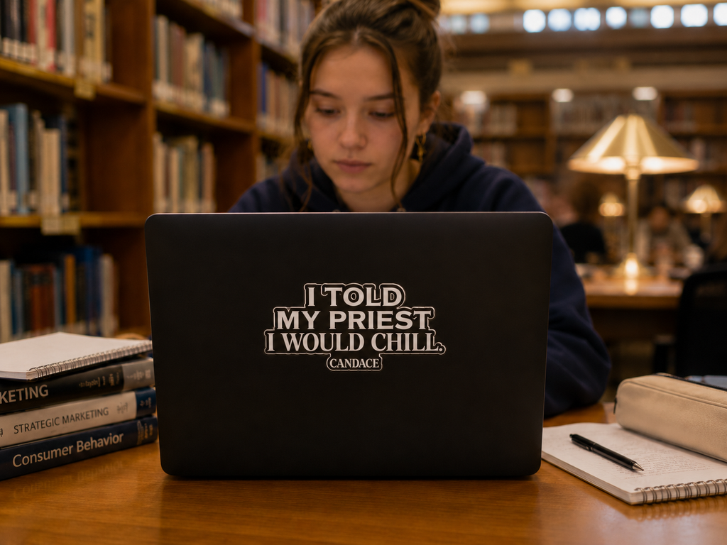 I Told My Priest That I would Chill. Sticker
