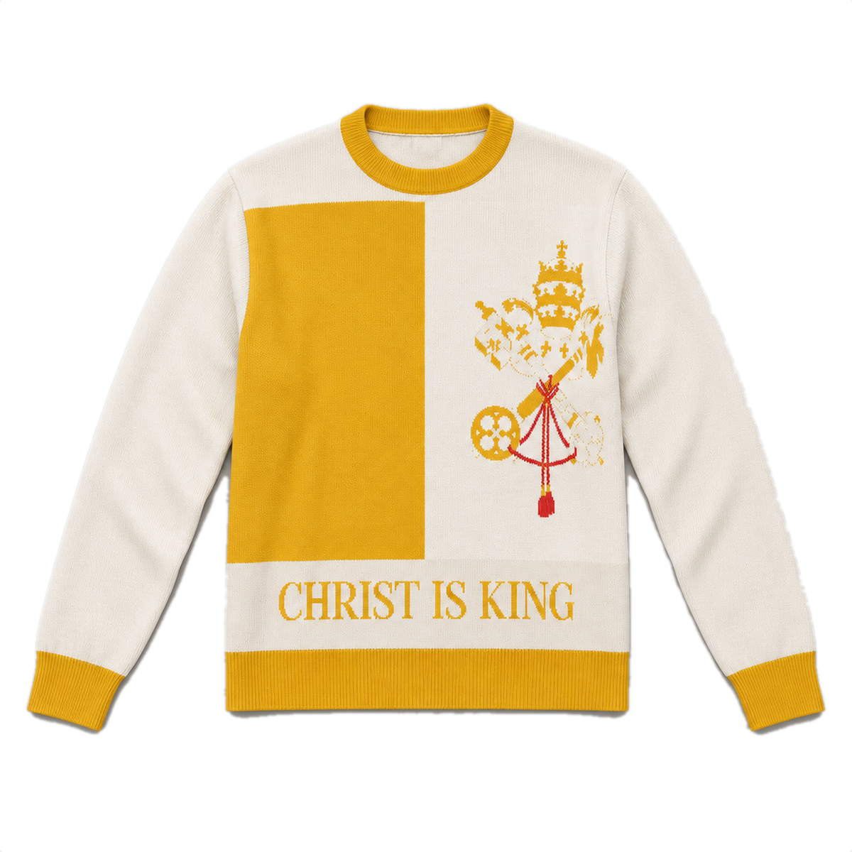 Christ Is King Vatican flag knit sweater